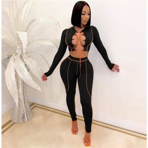 Stylish Black and Orange Skinny Jumpsuit